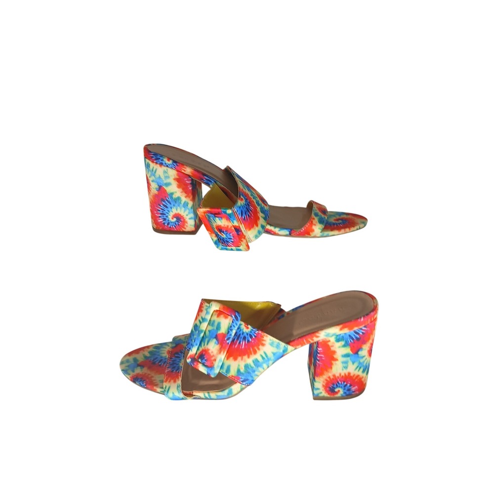 Bamboo Appetite-73 Womens Tie Dye‎ Block Heel Sandals Multicolor Mules Size 10
